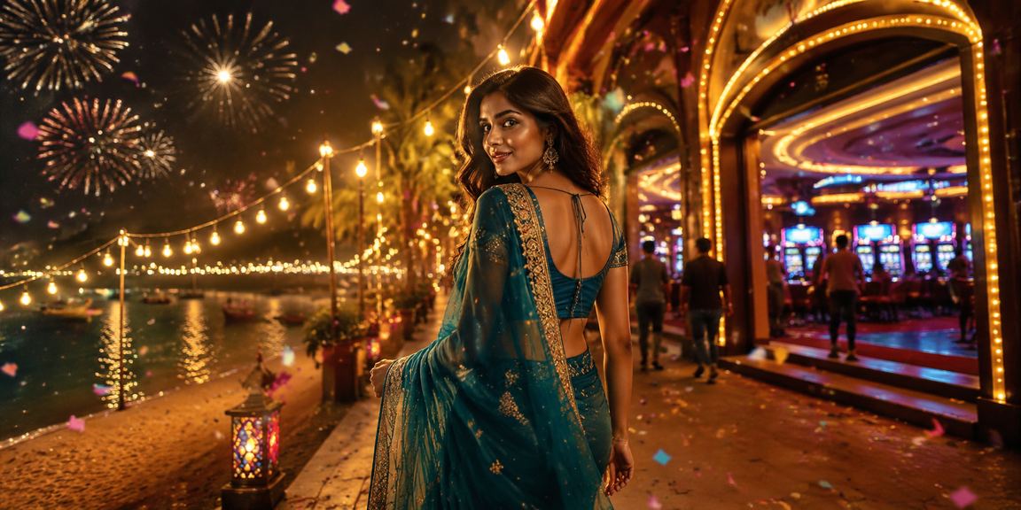 Indian female player enjoying casino betting in colorful saree